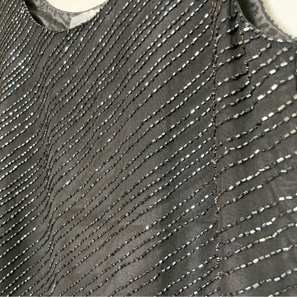 PAPELL BOUTIQUE Evening Adrianna Papell Beaded silk sleeveless top elegant S - Picture 6 of 11